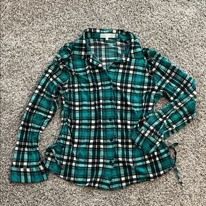 Plaid Button-Up Women's Top